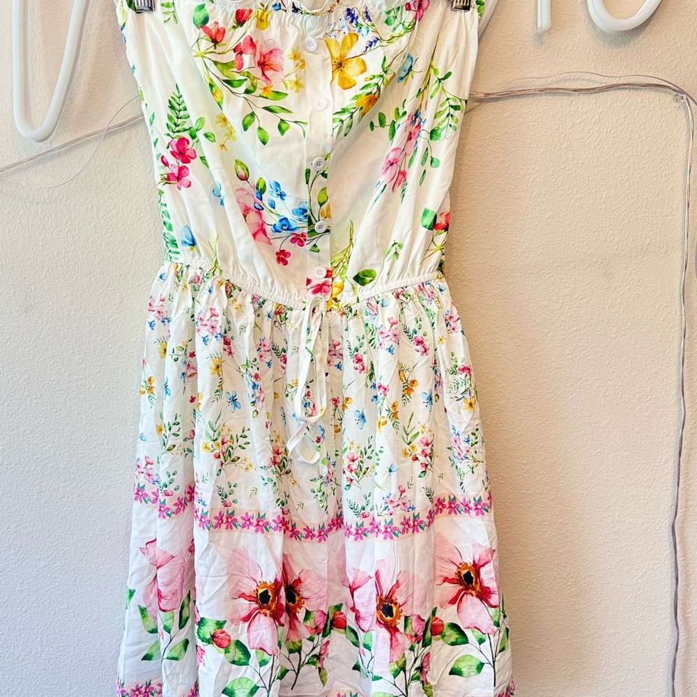 Cupshe women’s Floral Dress - White with Pink and Green